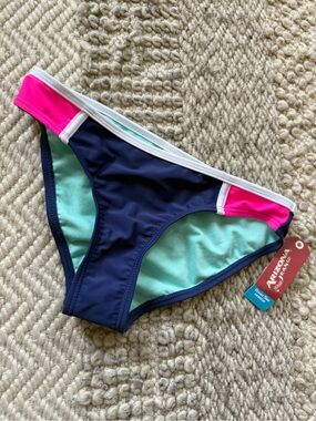 Arizona Navy, white & Hot Pink Colorblock Bikini Bottom juniors small nwt